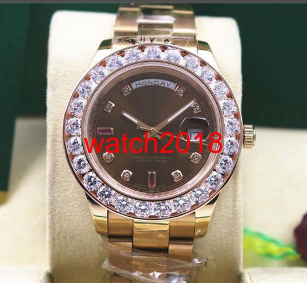 Montre de luxe DayDate 118205 Hommes Everose Or Chocolat Diamant Rubis 41MM Plus Gros Diamants Montres Automatique Saphir Lumineux Me297J