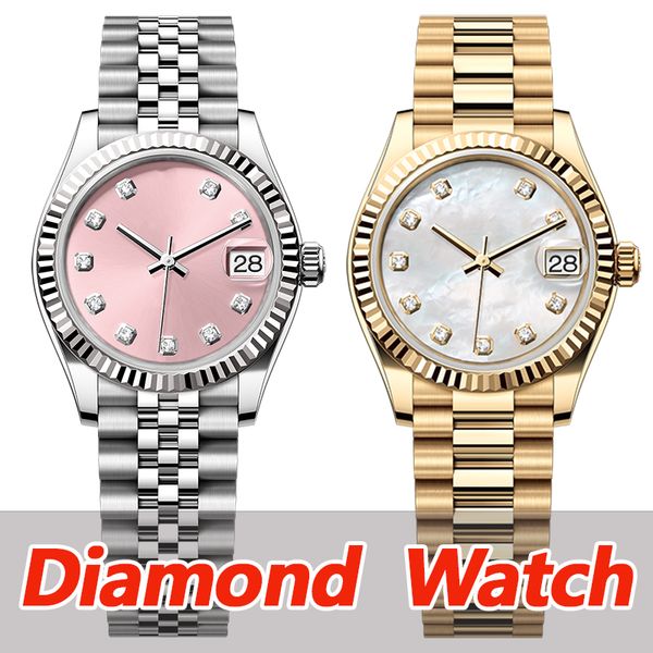 Designer de montres de luxe montres de haute qualité 36/31 mm Fashion Womens Watch Automatic mécanicale Gold Gold Diamond en acier inoxydable Mère du couple avec boîte