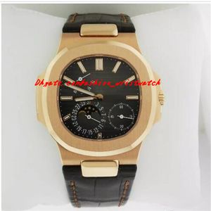 Luxe horloge Fashion Nieuw 5712R001 Black Dial 18K Rose Gold Black Leather Bracelet 40 5mm Automatische Men Horloges WolsWatch235F