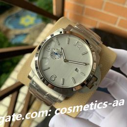 Luxusuhr für Herren, 45 mm, automatisches Uhrwerk, mechanisches Saphirglas, Edelstahlarmband mit leuchtender Armbanduhr