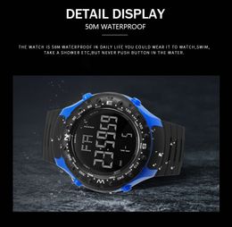 Montre de luxe pour hommes 5Bar étanche SMAEL montre S résistant aux chocs Cool grands hommes montres Sport militaire 1342 LED montres numériques SMAEL