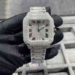 Montre de luxe pour hommes mécanique Es entièrement glacé Hip Hop diamant Moissanite étanche automatique marque suisse montres-bracelets de Genève