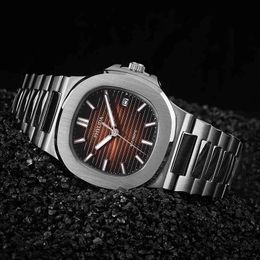 Reloj de lujo para hombres relojes mecánicos para hombres marrones clásicos pulsera deportiva data automática de zafiro cristal 40 mm Ginebra de marca Sport Winter