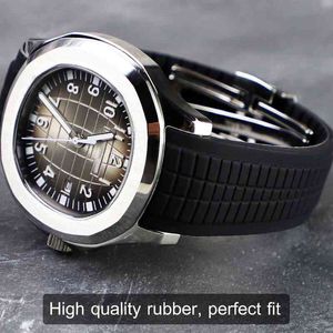 Luxe horloge voor heren Mechanische horloges Gebogen uiteinde rubberen siliconen banden Aangepaste Aquanaut-armband Genève merk sporthorloges