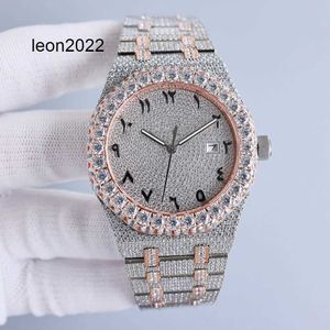 Montre de luxe Montre à diamants faite à la main pour homme Mécanique automatique 42 mm avec acier clouté de diamants Saphir 904L Montre-bracelet d'affaires pour femme