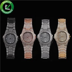 Reloj de lujo con diamantes helados para hombre, relojes de diseñador, joyería de hip hop, moda para mujer, encantos de estilo pandora, rapero, diamantes de imitación, wri257g