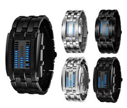 Luxury Watch Lovers Men Femmes en acier inoxydable bleu binaire luminaire LED électronique Affichage sport de sport de mode Regardez les montres 20114715083