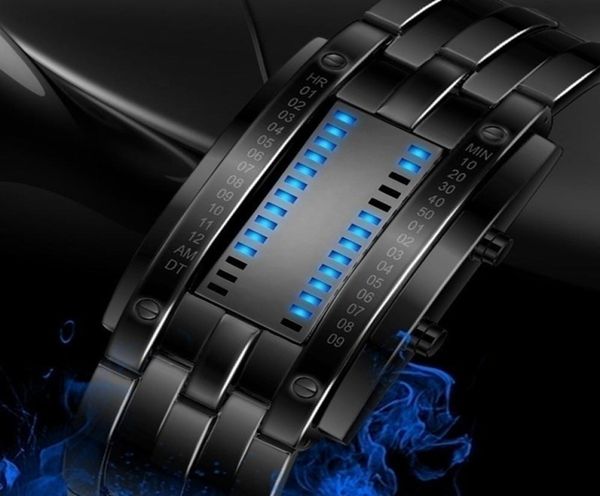 AMOURS DE LA LUXE MONTRE MEN FEMMES DES FEMMES en acier inoxydable bleu binaire luminal LED électronique Affichage des chocs de sport résistant aux chocs mode9590093