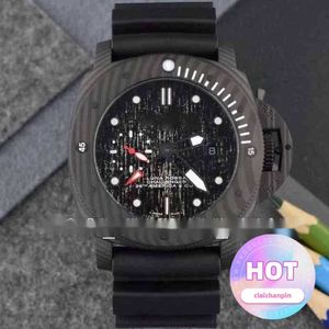 Luxe horloge Luxe klassiek p Automatisch uurwerk 47 mm Carbotech tegen de klok in zwarte rubberen band Duiken herenhorloge spaner horloge liu D9H9