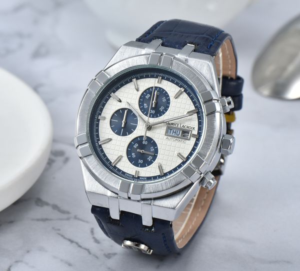 Montre de luxe MAURICE LACROIX multifonction chronographe haut cuir étanche montre pour hommes fausse semaine vrai calendrier Quartz