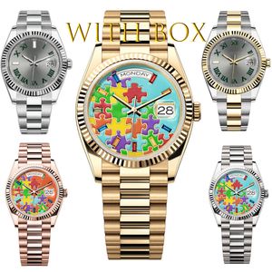 Montre de luxe montre de créateur mécanique 36mm41mm2813 mouvement automatique verre saphir 904L boucle pliante en acier inoxydable clou romain couleur puzzle cadran u1 montres