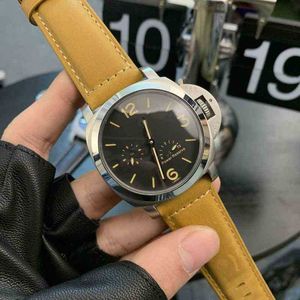 Reloj de lujo para hombre Pam 316l acero inoxidable 44mm 15mm correa de cuero movimiento automático para hombre relojes de pulsera Edición especial