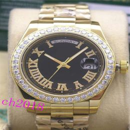 Reloj de lujo para hombre 18kt Gold Date Black Dial Roman 118348 Diamond Bezel 41mm Automático Marca de moda Reloj de pulsera para hombre 256T