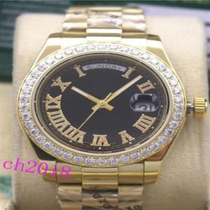 Reloj de lujo para hombre 18kt Gold Date Black Dial Roman 118348 Diamond Bezel 41mm Marca de moda automática Reloj de pulsera para hombre 258V