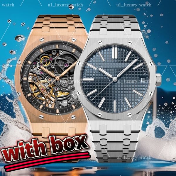 Mira los relojes automáticos huecos automáticos estilo clásico de 41 mm con correa de acero inoxidable relajantes 5 caj de cajero automático de zafiro impermeable Super Luminoso Menwatch