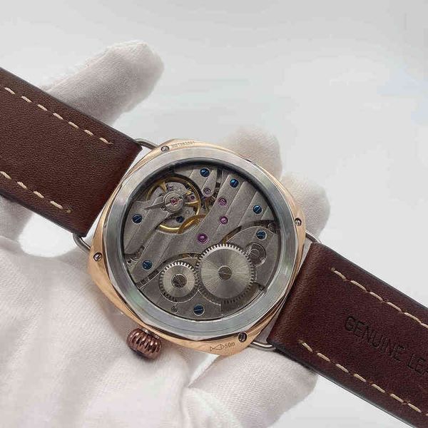 Reloj de lujo para hombre mecánico 47mm 316 acero inoxidable pulido joyería movimiento Manual mano luminosa 50m impermeable Mjz0