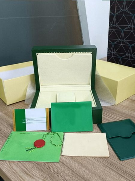 montre de luxe Mens Watch Box Cases Original Inner Outer Womans Montres Boxes Hommes Montre-bracelet Green Boxs livret carte 126600 126600 126600