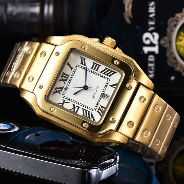 Reloj de lujo para hombre Reloj con tanque cuadrado Relojes de diseñador Relojes impermeables Movimiento premium Reloj de cristal de zafiro Número romano automático vintage orologio di lusso