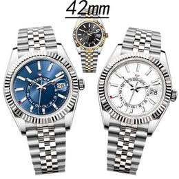 luxe horloge herenhorloges Sky Dweller Steel herenhorloges blauw automatisch uurwerk kleine wijzerplaat saffier kalender 42 mm horloge roestvrij horloges DHgate