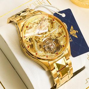 Montre de luxe OUPINKE Montre Homme Tourbillon Montres Business Saphir Miroir Étanche Lumineux Dragon Design Poignet Automatique Mécanique