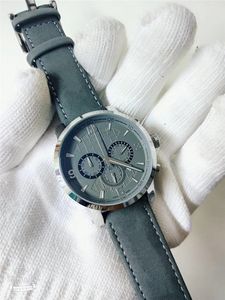 Gratis verzending Luxe horloge quartz stopwatch luxe chronograaf polshorloge voor man lederen band 032