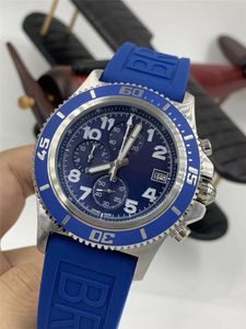 Gratis verzending luxe horloge quartz stopwatch roestvrij horloges blauwe wijzerplaat man kijken luxe polshorloge 252