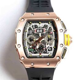Reloj de lujo Richarmilles Skull Barrel reloj de pulsera Rm011 mecánica multifuncional tendencia hueca mecánica para hombres 052 N47S L