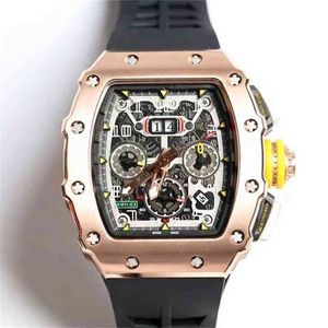 Montre de luxe Richarmilles crâne baril montre-bracelet Rm011 mécanique multifonctionnelle tendance creuse mécanique hommes 052 N47S L