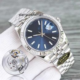 Reloj de lujo RLX Clean Automatic Factory ETA3235 Super Clean Blue Dial Roman Sapphire Watch 904L Original para mujer Acero inoxidable Impermeable Luminoso 001