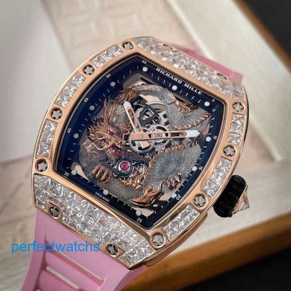 Reloj de lujo Reloj de pulsera RM Reloj de pulsera Richardmile Rm57-03 Diamante original Oro rosa Cristal Dragón Edición limitada Ocio RM5703
