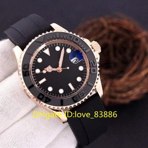 Reloj de lujo caucho Starp Cerámica Bisel Automático Mechinacal Oro Rosa Dial Negro Reloj de pulsera Edición Limitada negocio 42 mm para hombre wa188M