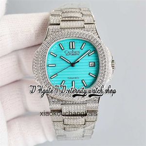 Luxe horloge SF twf5711 324SC A324 Automatisch herenhorloge Iced Out Paved Diamonds kast Tiffanii blauwe wijzerplaat Stick Markers roestvrijstalen armband Super Edition eternity Je