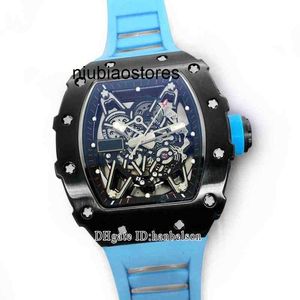 Luxe horloge skelet wijzerplaat Japan automatisch uurwerk Sport blauw rubber mechanisch Montre