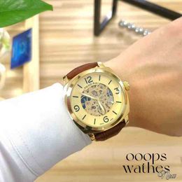 Luxury Watch Spot Panerai National Men's Watch Business Elite Double face creux Big Big à trois mains en cuir mécanique Tourb Tournettes imperméables