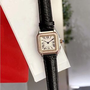 Luxe horloge roestvrij staal 22 mm dames heren vierkante quartz horloges lederen stalen band saffierglas horloges mode sport diamant ontwerper polshorloge