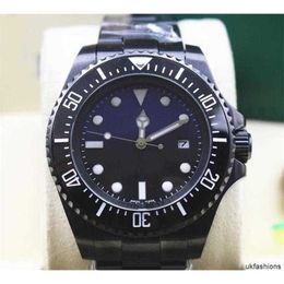 Reloj de lujo Relojes de pulsera suizos con caja de acero inoxidable Datejust Perpetual con logotipo Y Original de alta calidad 44 mm SeaDweller 116660 Esfera negra azul 0AZM