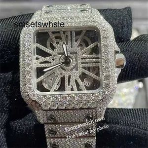 Montre de luxe Top nouveau squelette Vvs Moissanite montre-bracelet glacé diamants 2023 Test saphir or Rose