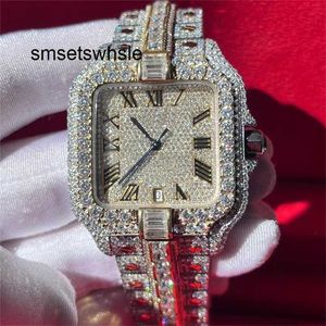 Montre de luxe Top styles de montre-bracelet nouveaux diamants squelette Vvs Out Moissanite montre glacé Test saphir or Rose