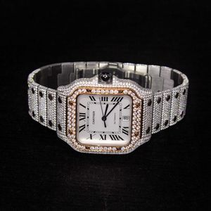 Luxe horlogehorloges voor heren Mechanisch witte wijzerplaat Iced Out Diamond Moissaniteiced heren topmerk Zwitsers ontwerperspolshorloge