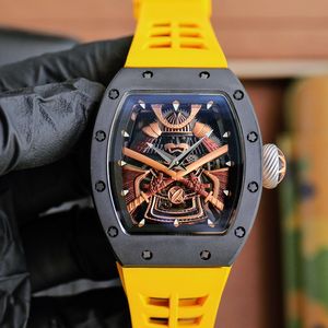 Luxe horloge Watchman Automatische mechanische beweging Kijk 50 mm skelet tourbillon horloge keramische rubberen rubberen strip Montre de luxe mode Watch 10a horloge