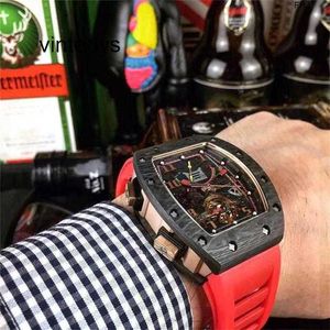 Luxe horlogewijn Topkwaliteit Automatisch mechanisch uurwerk Type Koolstofvezel Tourbillon Miller LY