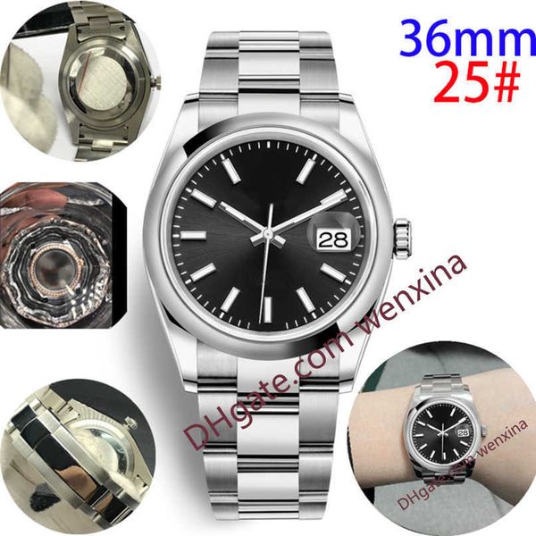 montre de luxe femme montres or cadran 36mm large bracelet plat 2813 automatique mécanique acier natation montres-bracelets étanches