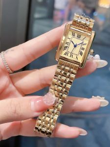 Luxusuhr für Damen, Tankuhr, quadratische Uhren, Designer-Diamantuhren, Premium-Quarzwerk, Edelstahlarmband, Saphirglas, wasserdichte Armbanduhren