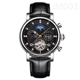 Relojes de lujo AAA Reloj de diseño para hombres Tourbillon Moda Deporte impermeable Orologio Luna Moda Correa de cuero marrón negro Reloj vintage preciso sb042