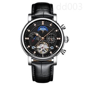 Luxe horloges aaa designer horloge voor heren tourbillon mode waterdicht sport orologio maan trendy zwart bruin lederen band vintage horloge nauwkeurig sb042