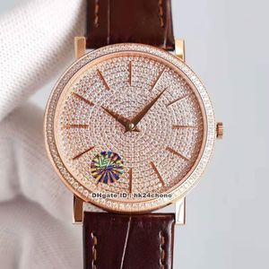 Luxe horloges Altiplano G0A38141 Rose Gold Diamonds Miyota 9015 Automatische Mens Womens Watch Pave Diamond Dial Lederen Band Dames Heren Horloges Horloges