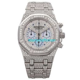 Montres de luxe APS Factory Audemar Pigue Royal Oak Watch 39 mm Diamant face à cadran non marqué en platine STMW