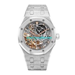 Luxe horloges APS Factory Audemar Pigue Royal Oak Watch 37mm transparante ongemarkeerde wijzerplaat in platina stza
