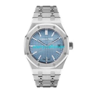 Montres de luxe APS Factory Audemar Pigue Royal Oak Watch 37mm Blue Index Hour Mark Dial STPW