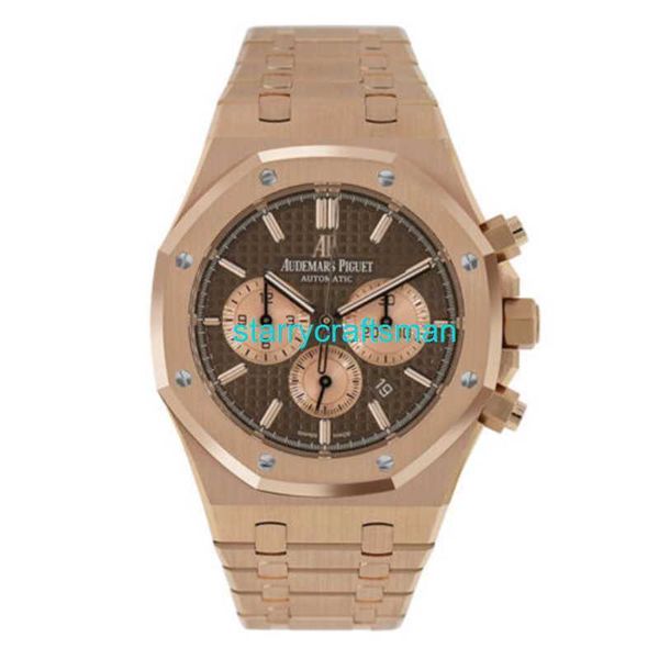 Montres de luxe APS Factory Audemar Pigue Royal Oak Watch 41mm Brown Index Hour Diad Rose Gold Strq